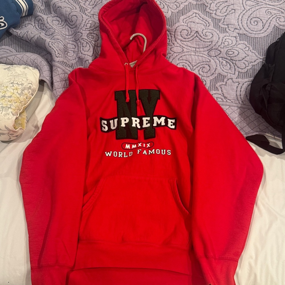 Supreme Bold Red Hoodie with Black Accents